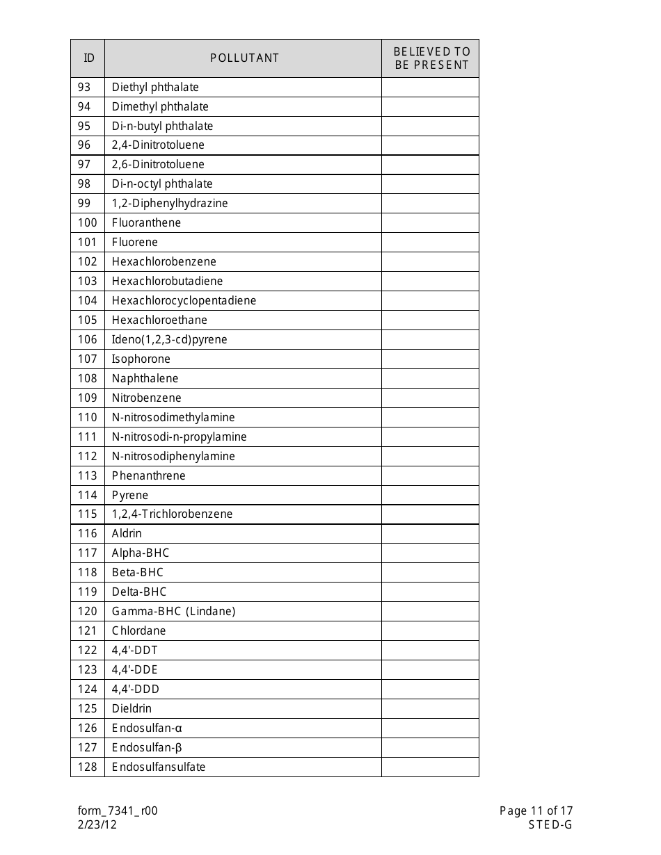 Form 7341 (STED-G) Lpdes Notice of Intent to Discharge Wastewater From Short-Term and Emergency Activities - Louisiana, Page 11