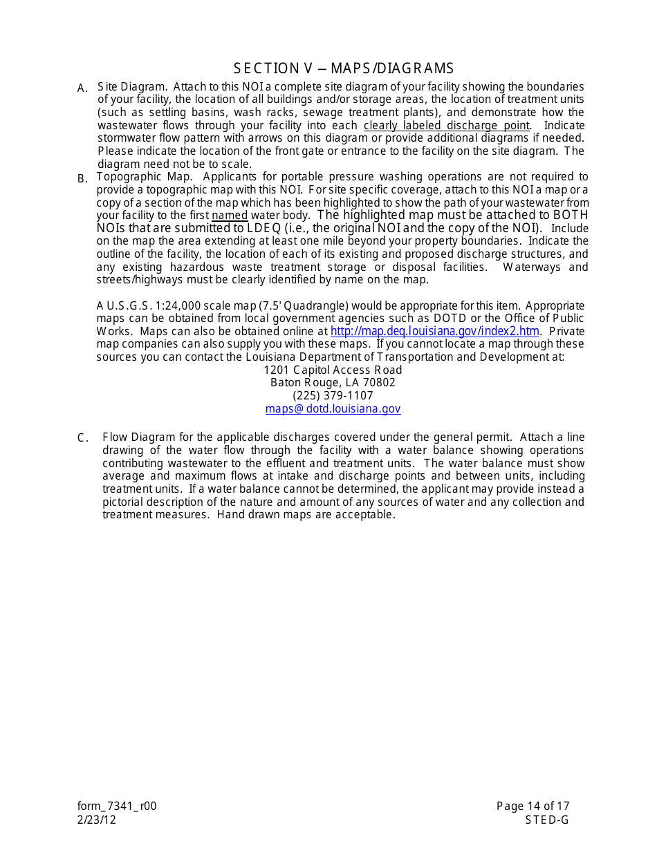 Form 7341 (STED-G) Lpdes Notice of Intent to Discharge Wastewater From Short-Term and Emergency Activities - Louisiana, Page 14