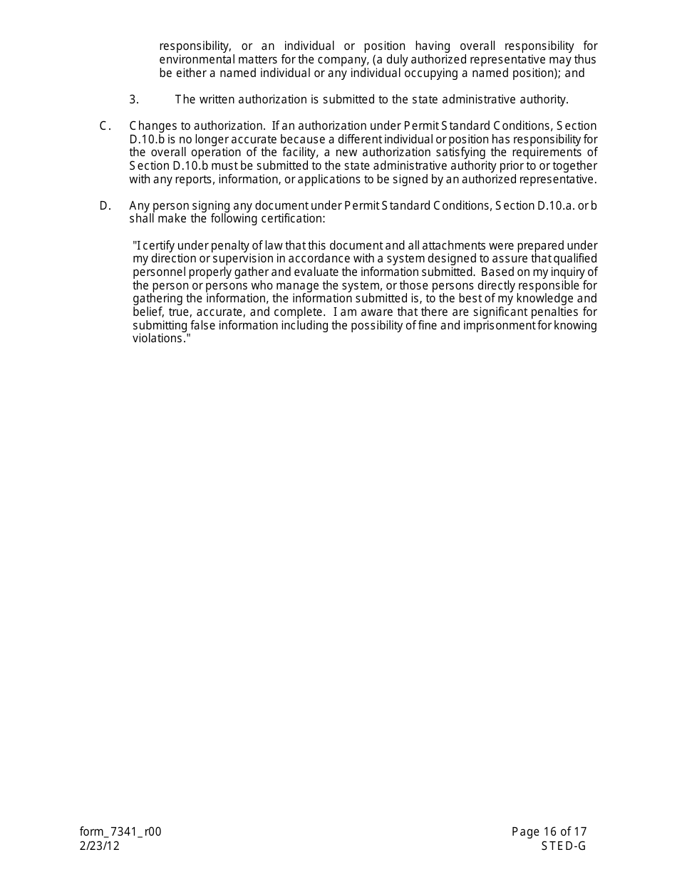 Form 7341 (STED-G) Lpdes Notice of Intent to Discharge Wastewater From Short-Term and Emergency Activities - Louisiana, Page 16