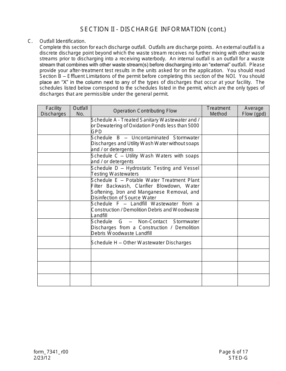 Form 7341 (STED-G) Lpdes Notice of Intent to Discharge Wastewater From Short-Term and Emergency Activities - Louisiana, Page 6