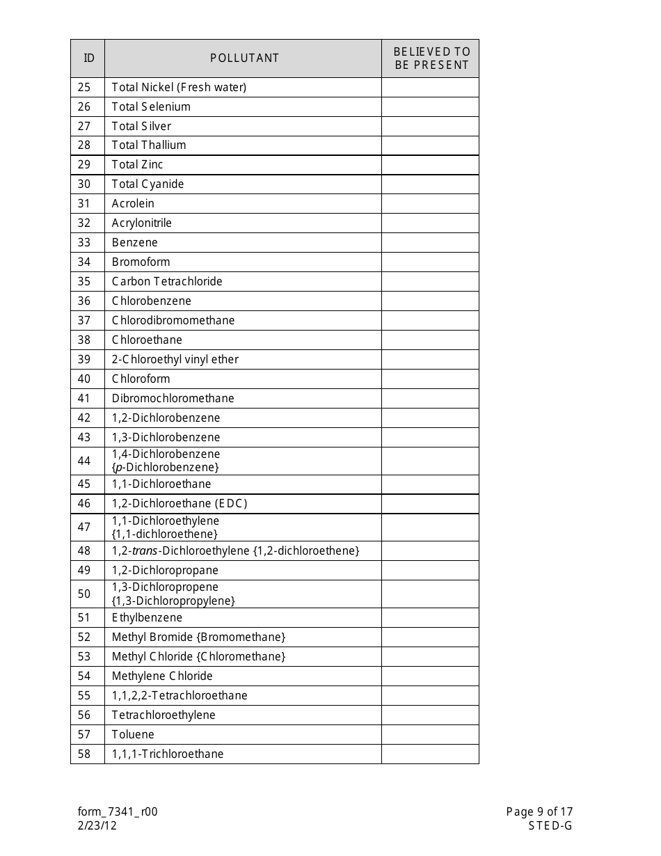 Form 7341 (STED-G) Lpdes Notice of Intent to Discharge Wastewater From Short-Term and Emergency Activities - Louisiana, Page 9
