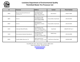 Waste Tire Single Event Cleanup/Government Tire Sweep Form - Louisiana, Page 5
