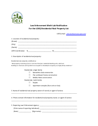 Document preview: Law Enforcement Meth Lab Notification for the Ldeq Residential Real Property List - Louisiana