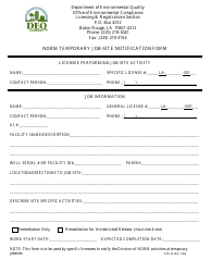 Form RPD-35 Norm Temporary Job-Site Notification Form - Louisiana
