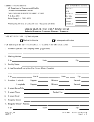 Document preview: Form 7165_R08 Solid Waste Notification Form - Louisiana