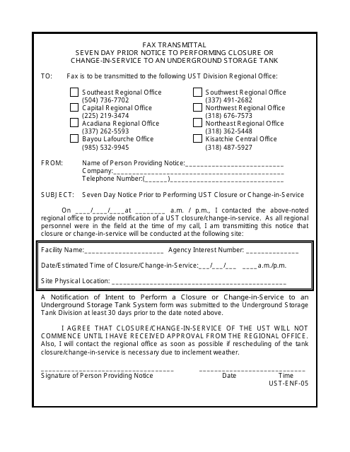 Form UST-ENF-05  Printable Pdf