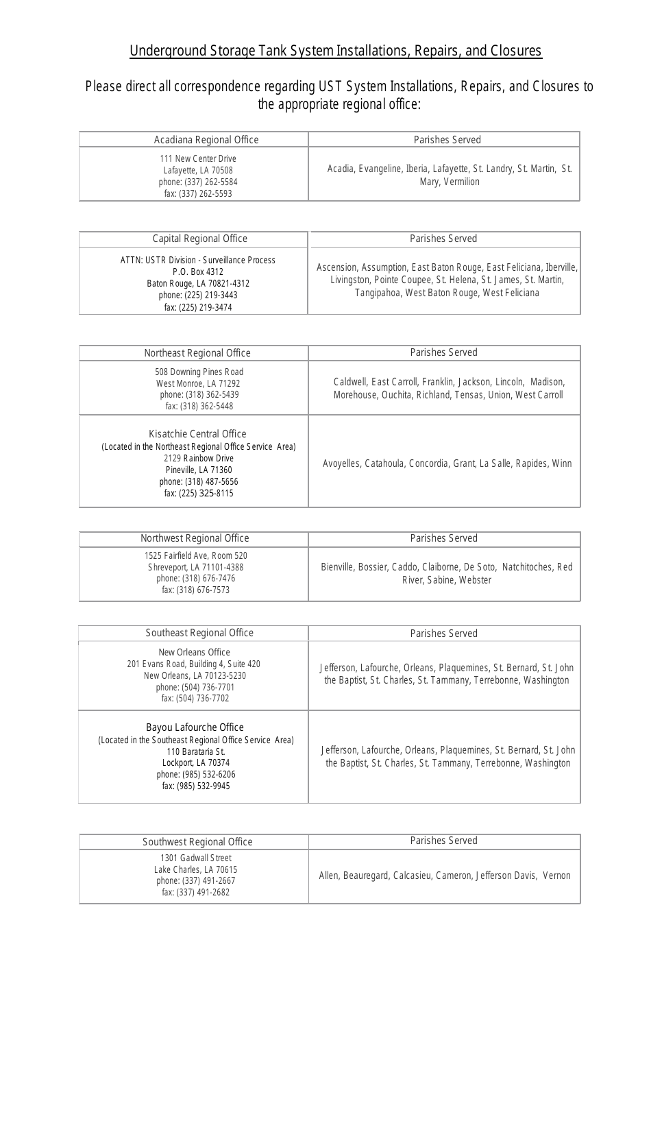 Form UST-SURV-02 Underground Storage Tank Closure / Assessment Form - Louisiana, Page 3
