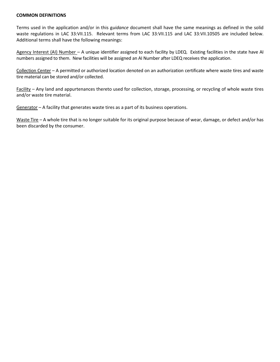 Waste Tire Generator Notification Form - Louisiana, Page 5