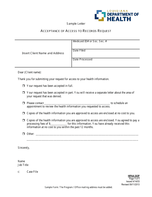 Form 203P  Printable Pdf