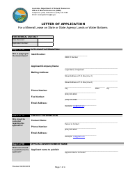 Document preview: Letter of Application for a Mineral Lease on State or State Agency Lands or Water Bottoms - Louisiana