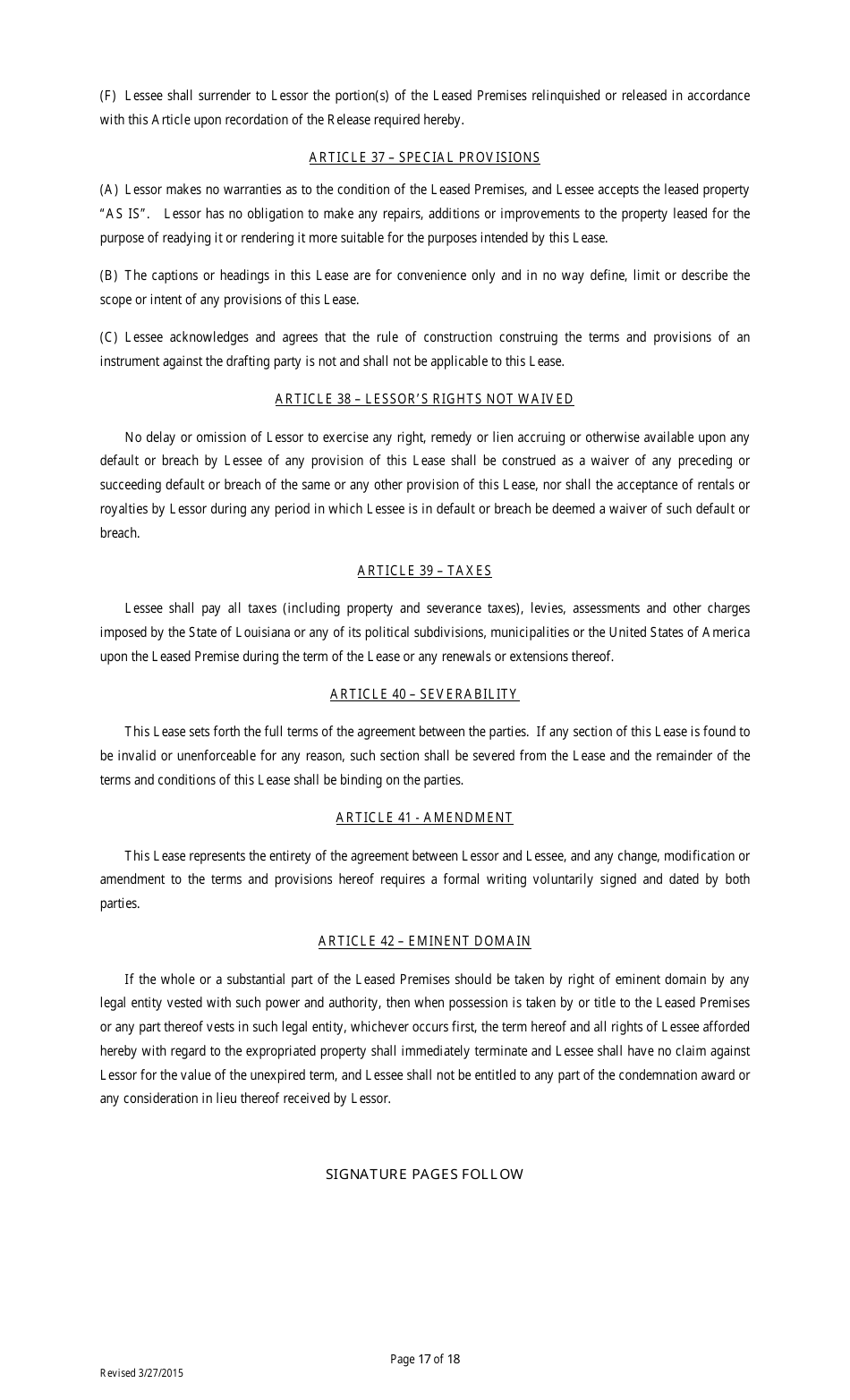 Lignite or Coal Mining Lease Form - Louisiana, Page 17