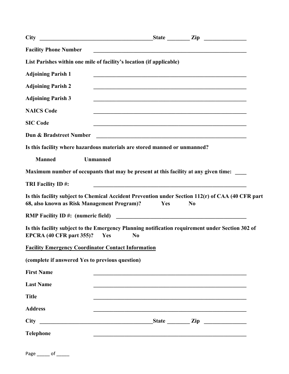 Louisiana Tier II Inventory Filing Form - Fill Out, Sign Online and ...