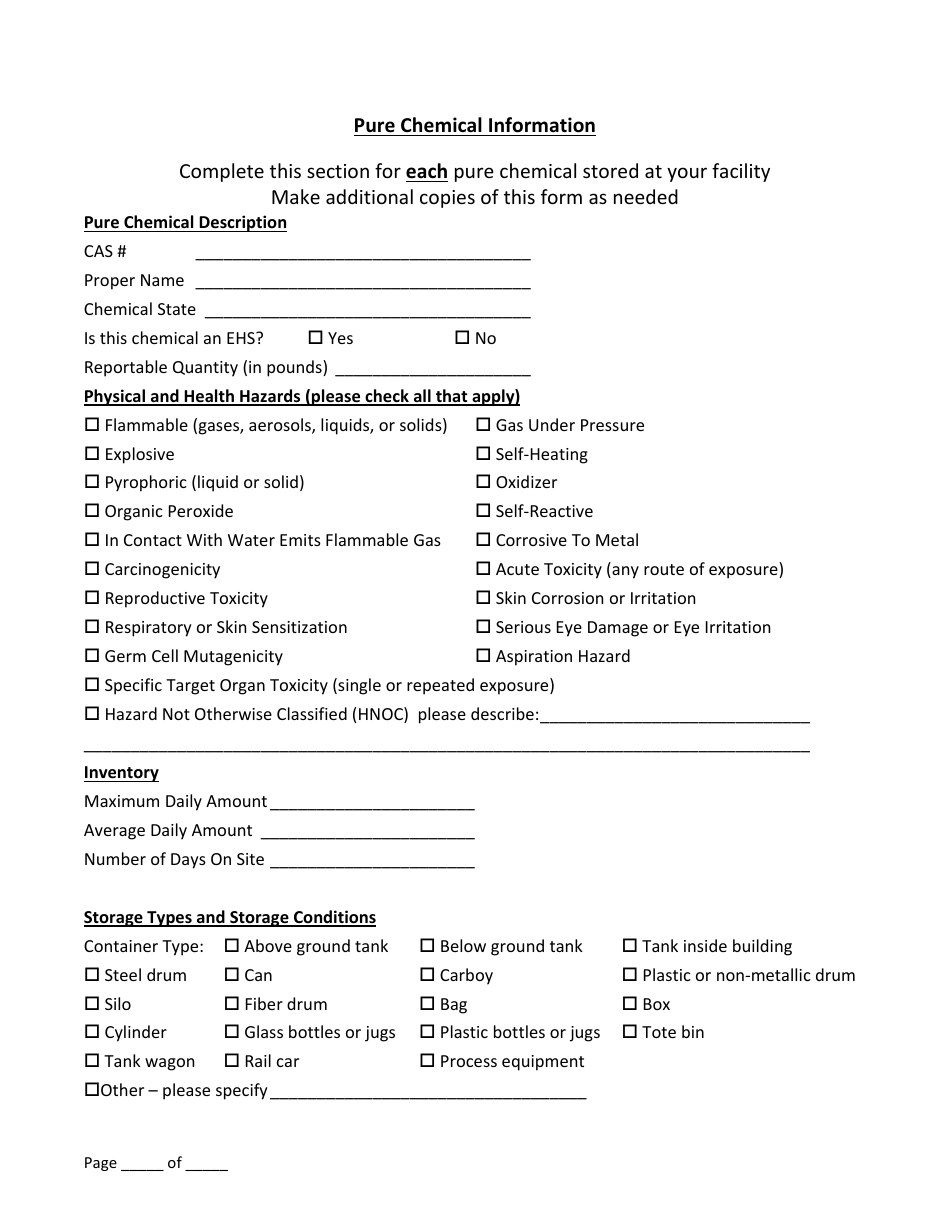 Tier II Inventory Filing Form - Louisiana, Page 5