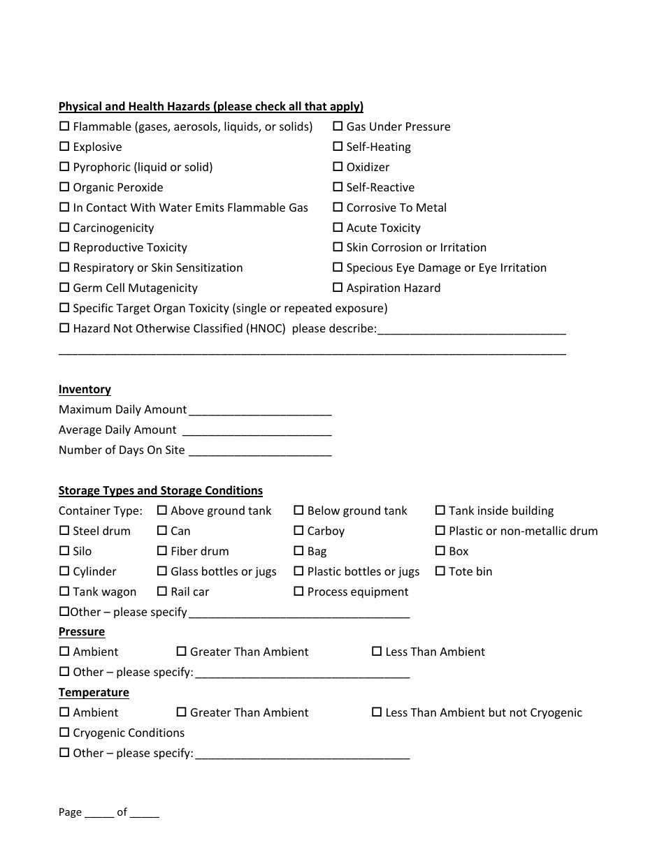 Tier II Inventory Filing Form - Louisiana, Page 8
