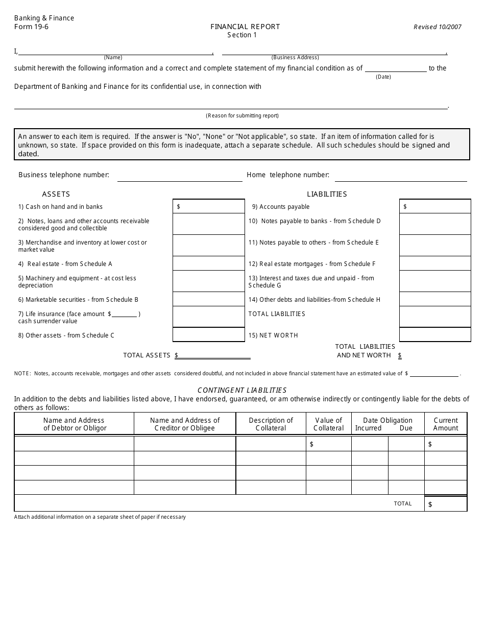 Form 19-6 Financial Report - Georgia (United States), Page 1