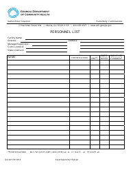 &quot;Personnel List Form&quot; - Georgia (United States)