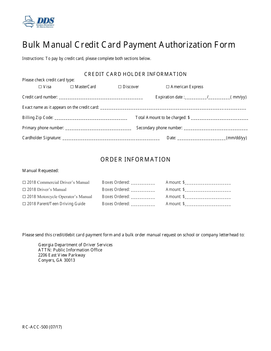 Form RCACC500 Fill Out, Sign Online and Download Printable PDF