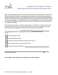 Document preview: Appendix B Social Security Number Information Form - Georgia (United States)