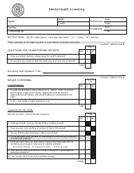 Document preview: Attachment A Mental Health Screening Form - Georgia (United States)