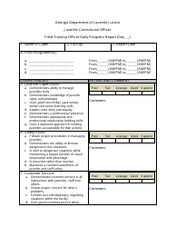 Document preview: Field Training Officer Daily Progress Report Form - Georgia (United States)