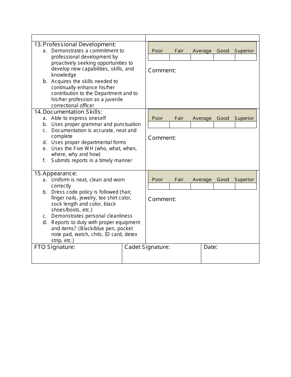 Field Training Officer Daily Progress Report Form - Georgia (United States), Page 3
