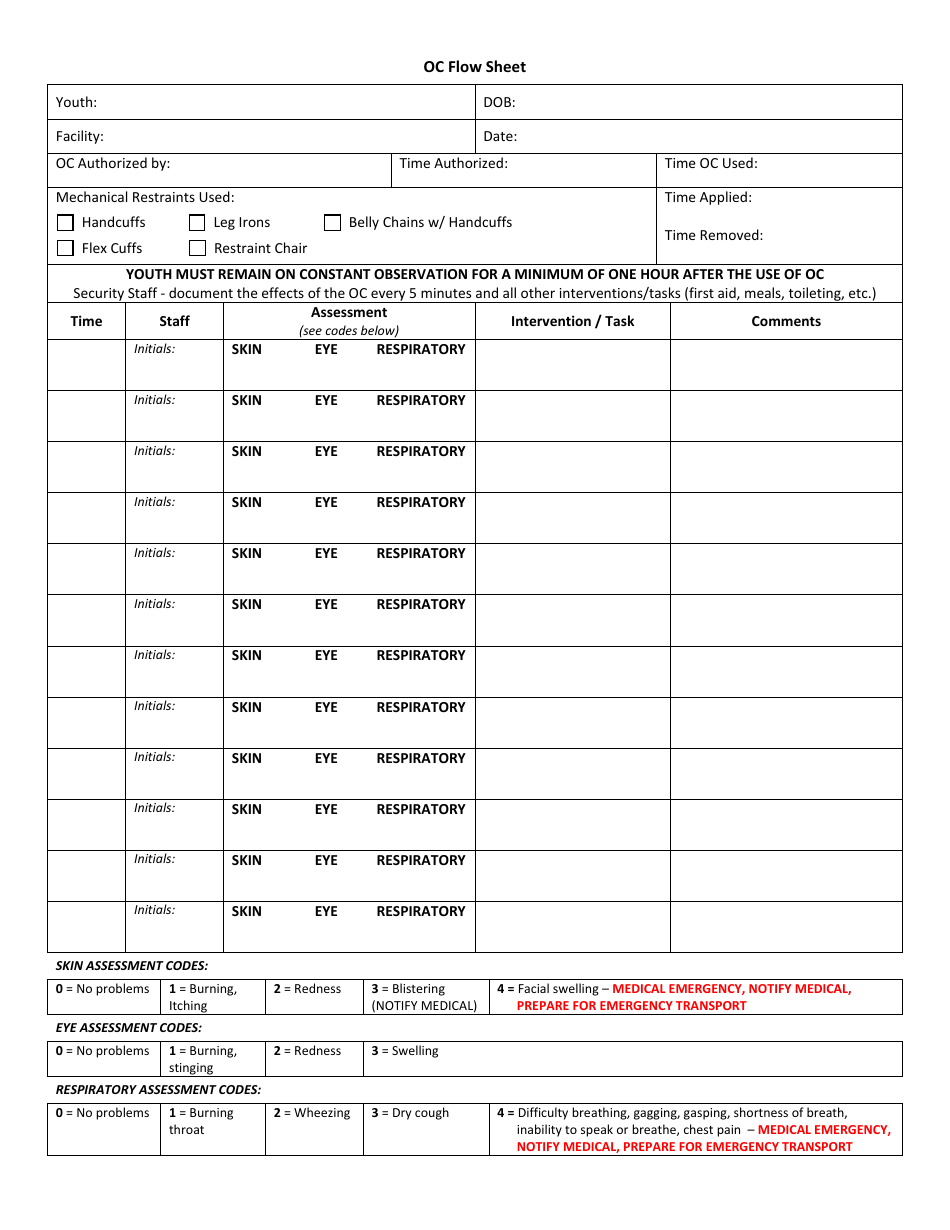 Attachment C Oc Flow Sheet Form - Georgia (United States), Page 1