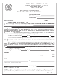 Form DOL-13 &quot;Employer's Statutory Surety Bond for Reimbursement in Lieu of Contributions&quot; - Georgia (United States)