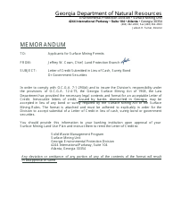 Document preview: Surface Mining Irrevocable Letter of Credit - Georgia (United States)
