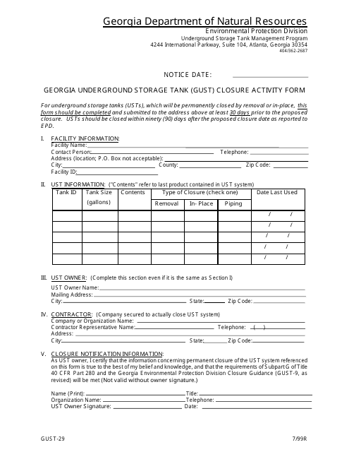Form GUST-29  Printable Pdf