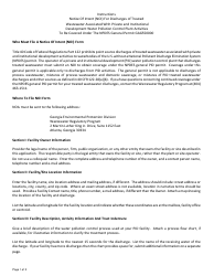 Instructions for Notice of Intent (Noi) Form for Discharges of Treated Wastewater Associated With Private and Institutional Development Water Pollution Control Plant Activities - Georgia (United States)