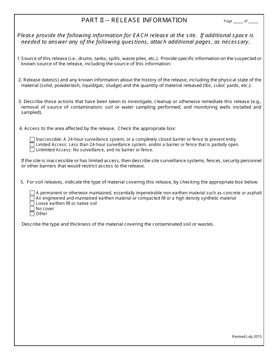 Release Notification / Reporting Form - Georgia (United States), Page 5
