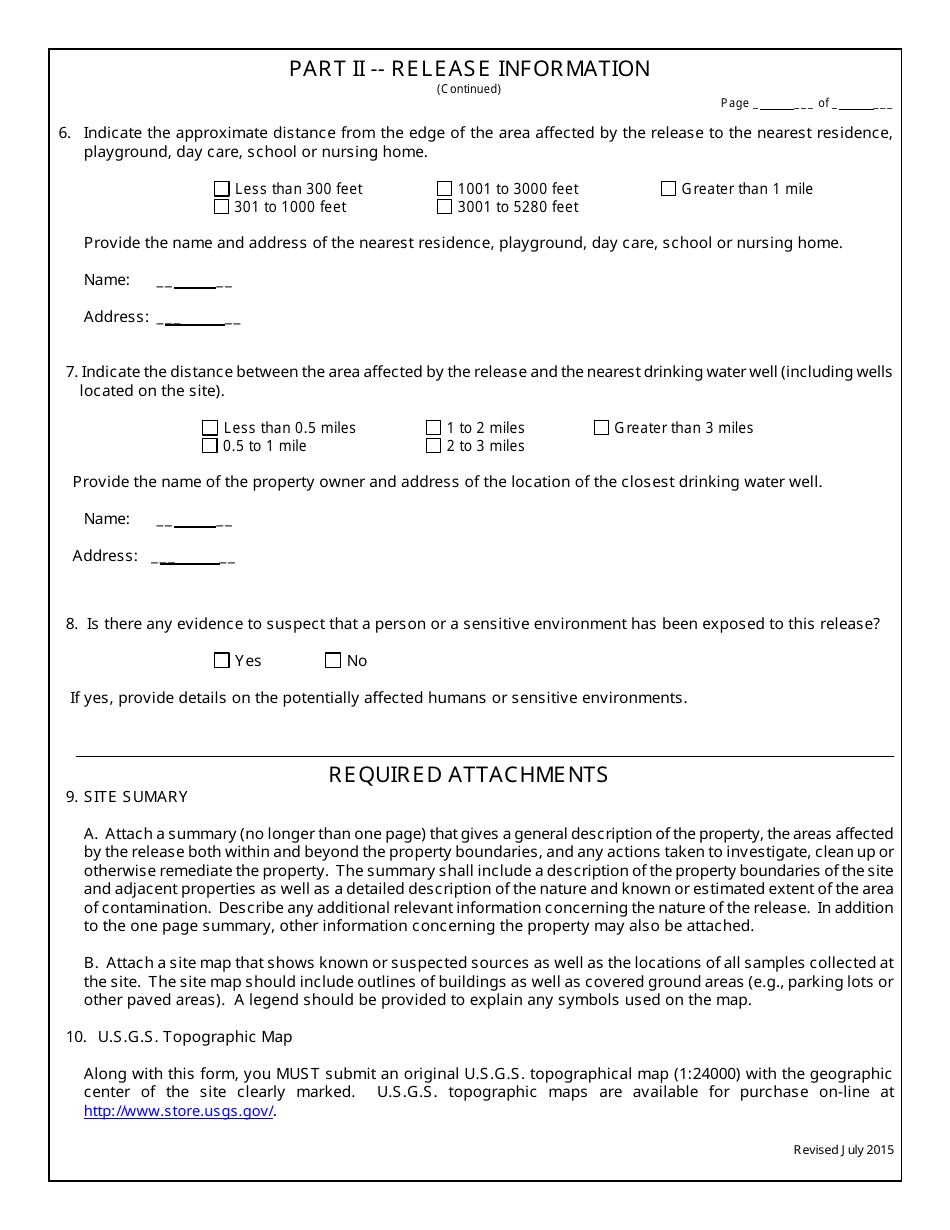 Release Notification / Reporting Form - Georgia (United States), Page 6