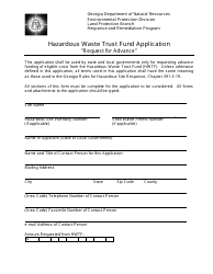 Document preview: Hazardous Waste Trust Fund Application - Request for Advance - Georgia (United States)