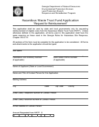 Document preview: Hazardous Waste Trust Fund Application - Request for Reimbursement - Georgia (United States)