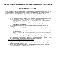 Flint River Basin Irrigation System Certification of Efficiency Form - Georgia (United States)
