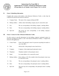 Instructions for Form ERC-4 Application for Transfer of Emission Reduction Credits - Georgia (United States), Page 2