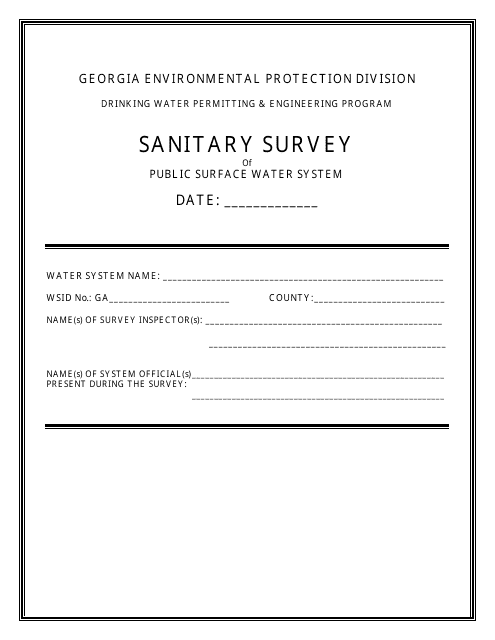 Sanitary Survey for Public Water System - Georgia (United States) Download Pdf