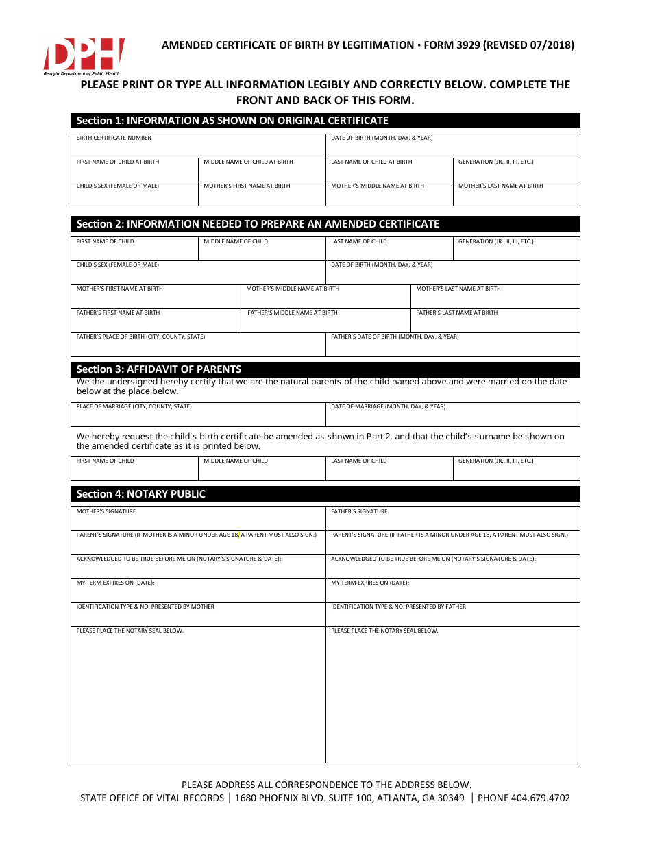 Form 3929 Fill Out Sign Online and Download Fillable PDF Georgia