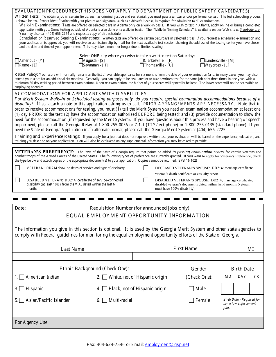 Georgia United States Georgia Application For Employment Fill Out Sign Online And Download 1915