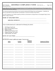 Document preview: GBI Form B08 Gbi Bingo Compliance Form - Georgia (United States)
