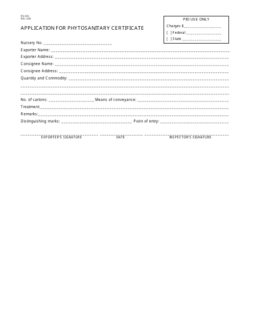 Form PQ-47A Application for Phytosanitary Certificate - Hawaii