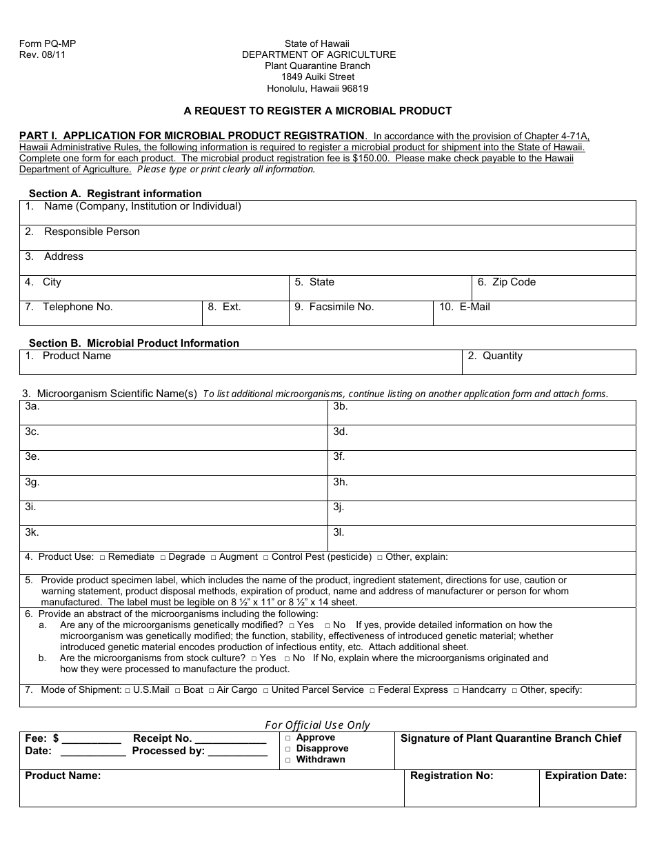 Form PQ-MP - Fill Out, Sign Online and Download Printable PDF, Hawaii ...