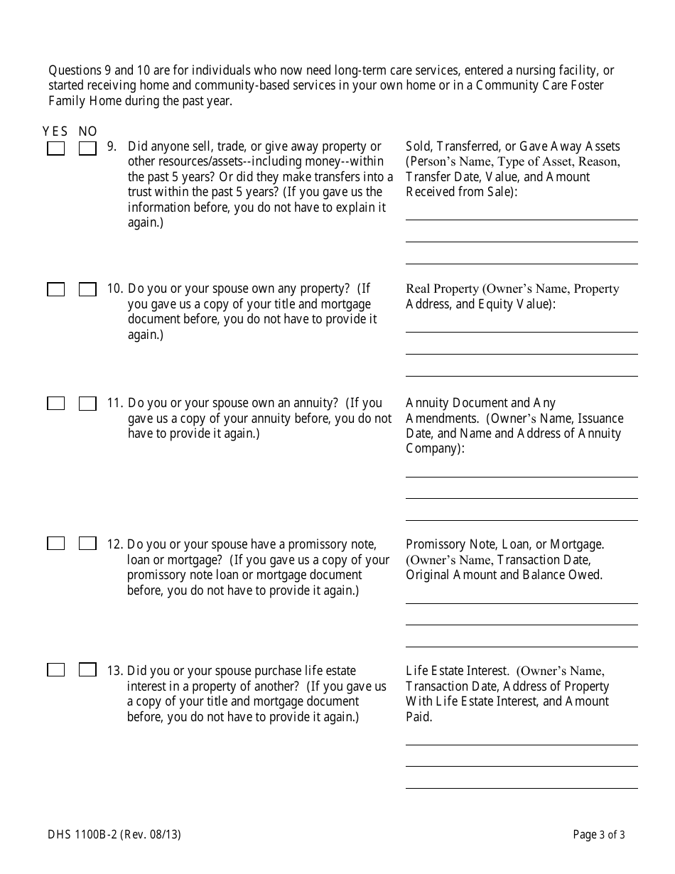 Form DHS1100B-2 Medical Assistance Renewal Form for Magi-Excepted Households Form - Hawaii, Page 3