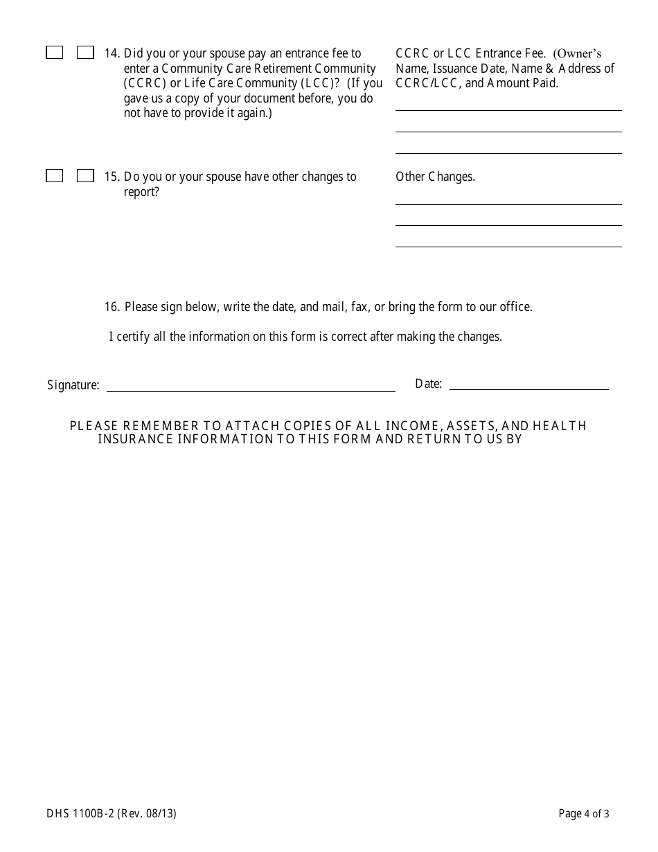 Form DHS1100B-2 Medical Assistance Renewal Form for Magi-Excepted Households Form - Hawaii, Page 4