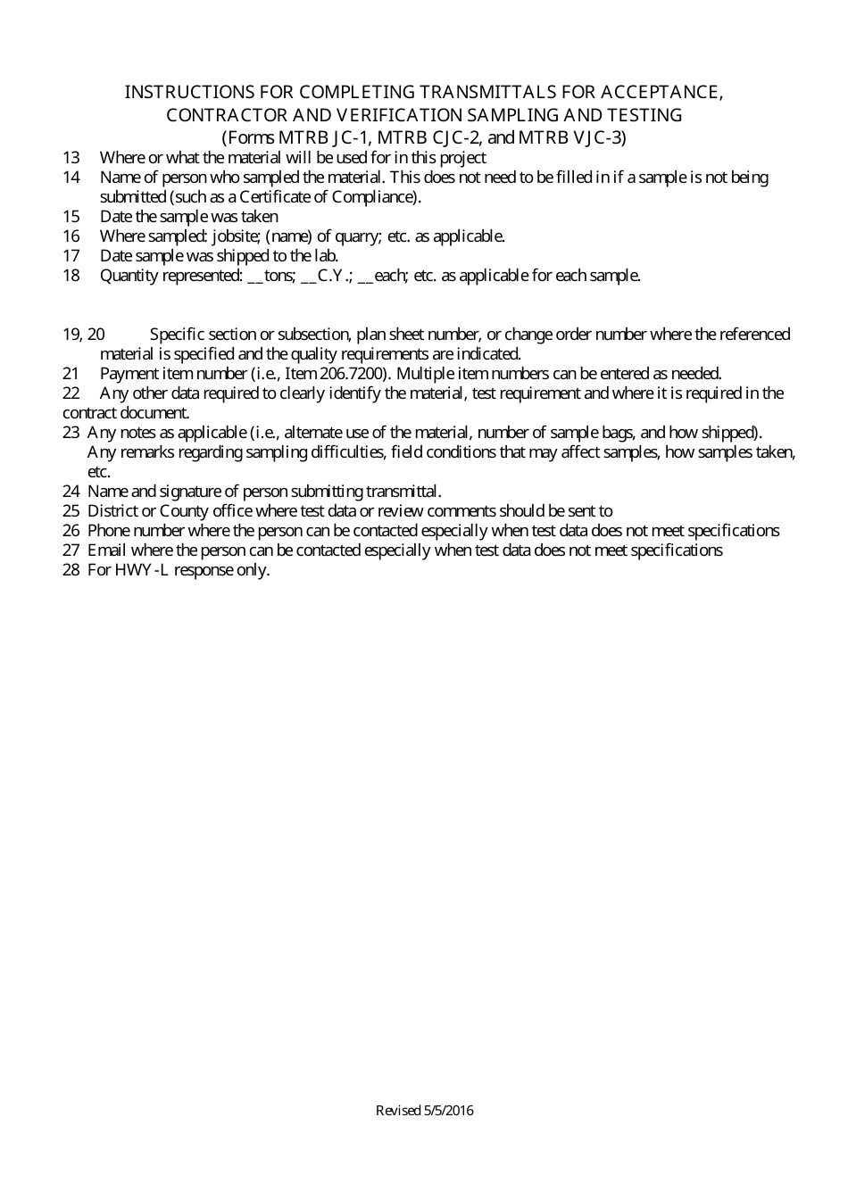 Instructions for Form MTRB JC-1, MTRB CJC-2, MTRB VJC-3 Transmittal for Material Review / Testing - Hawaii, Page 3