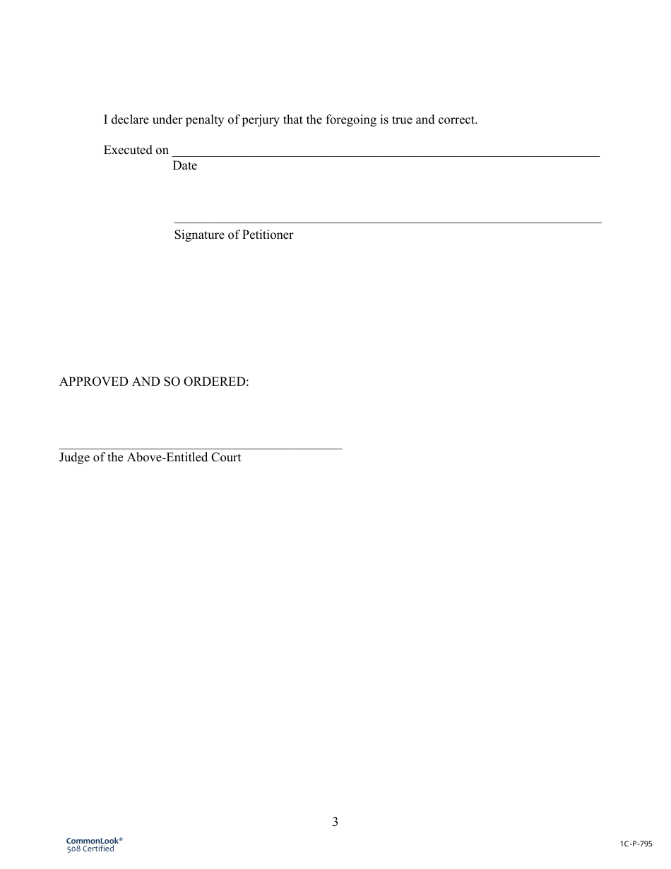 Form 1C-P-795 Declaration in Support of Request to Proceed in Forma Pauperis for Mortgage Foreclosure Conversion Petition - Hawaii, Page 3