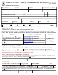 Form ITD3397 Disability Veteran or Disability Purple Heart Plates Application - Idaho