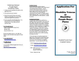 Form ITD3397 Disability Veteran or Disability Purple Heart Plates Application - Idaho, Page 2