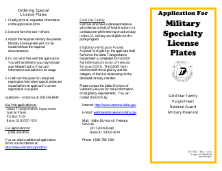 Form ITD3587 Military Specialty Plates Application - Idaho, Page 2