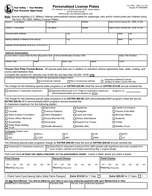 Form ITD3425 - Fill Out, Sign Online and Download Fillable PDF, Idaho ...